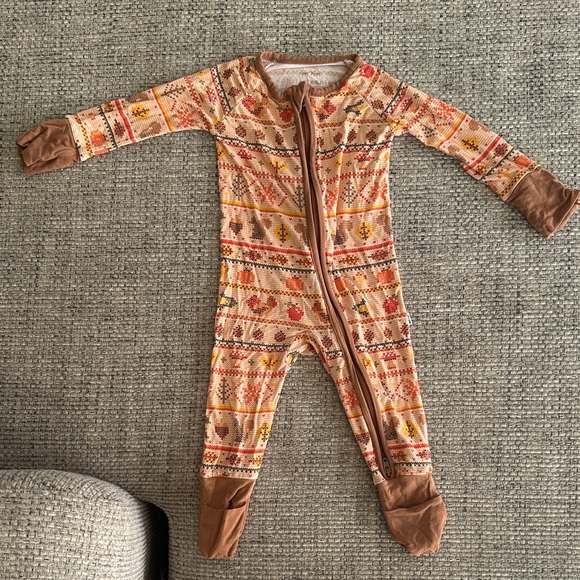 Little Sleepies Fall Autumn Harvest Fair Isle Zippy - Picture 1 of 4